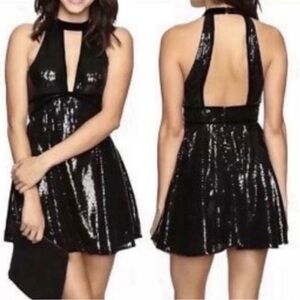 Free People Film Sequined Black Mini Dress